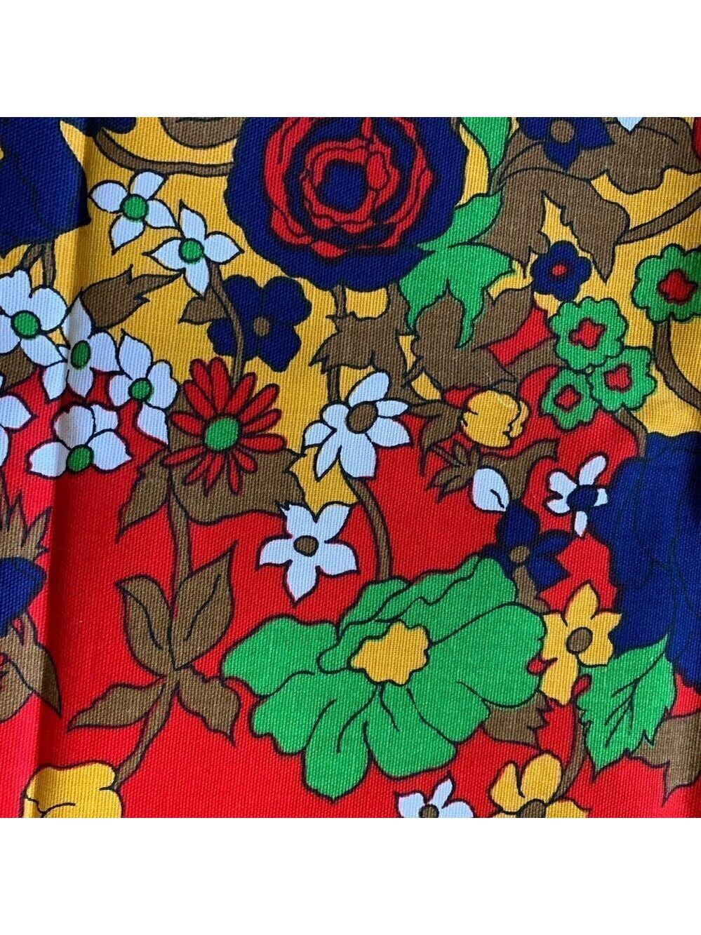 Vintage Floral Vibrant Flower Power Border Cranston Schwartz Liebman Red Blue